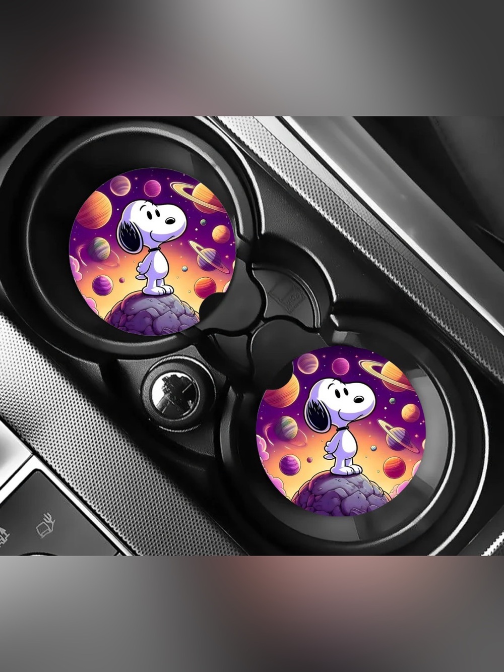 Snoopy Space Car Coasters Absorbent Set of (2)